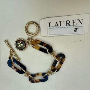 Lauren, Ralph Lauren Vintage NOS NWT Tortoise Shell Gold link Chain Bracelet
